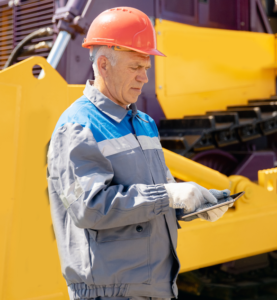 Service Technician working on Tablet